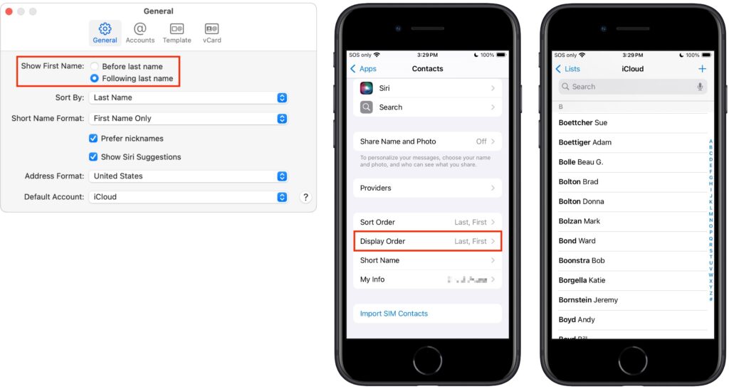 How to Display Contacts with Last Names First