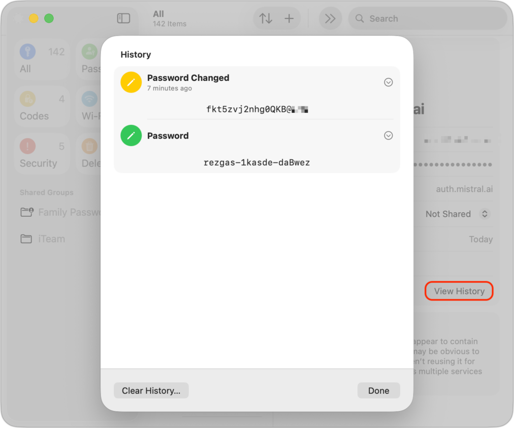 Updated Passwords App Adds History