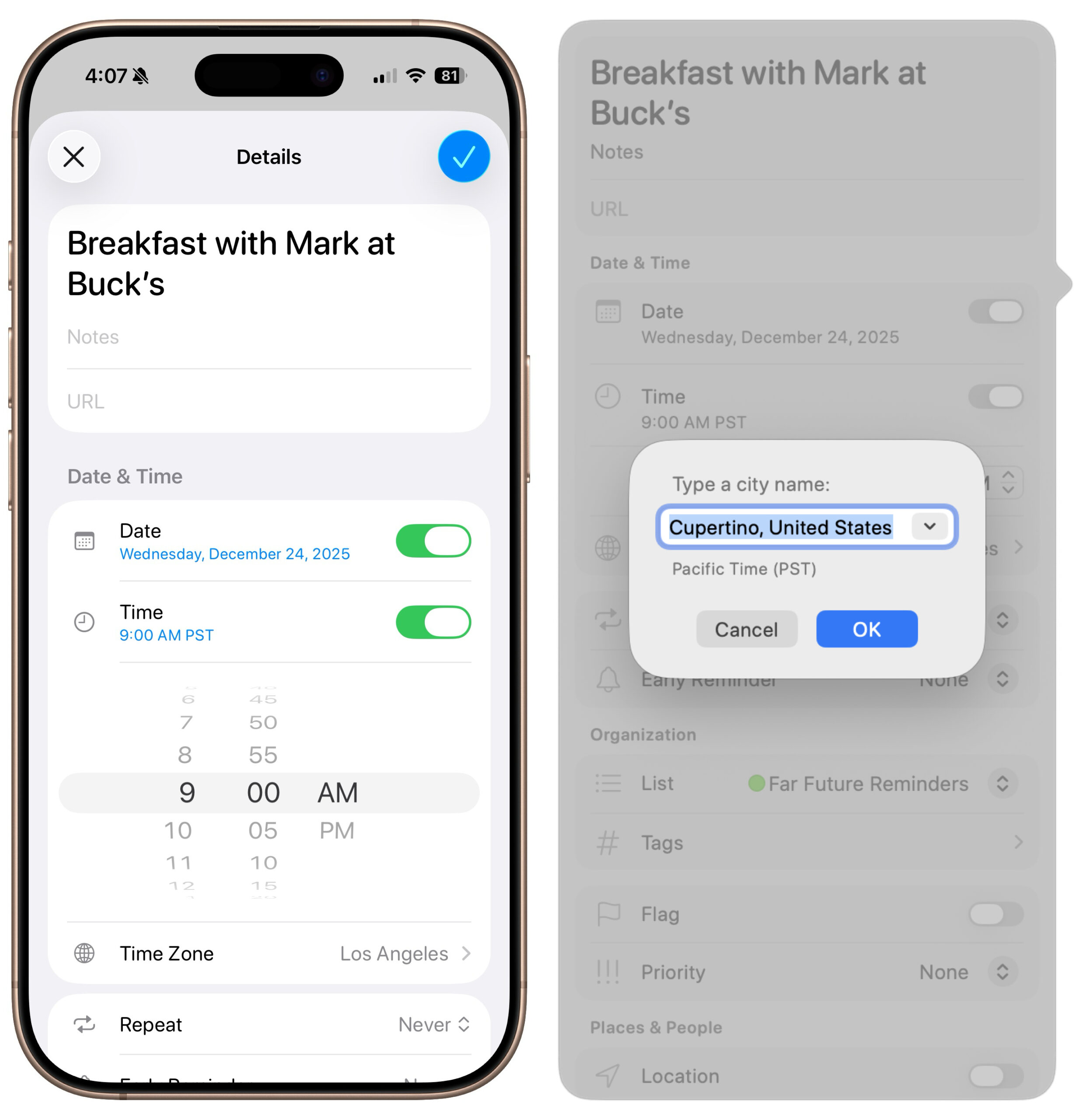 Reminders (Finally) Adds Time Zone Support