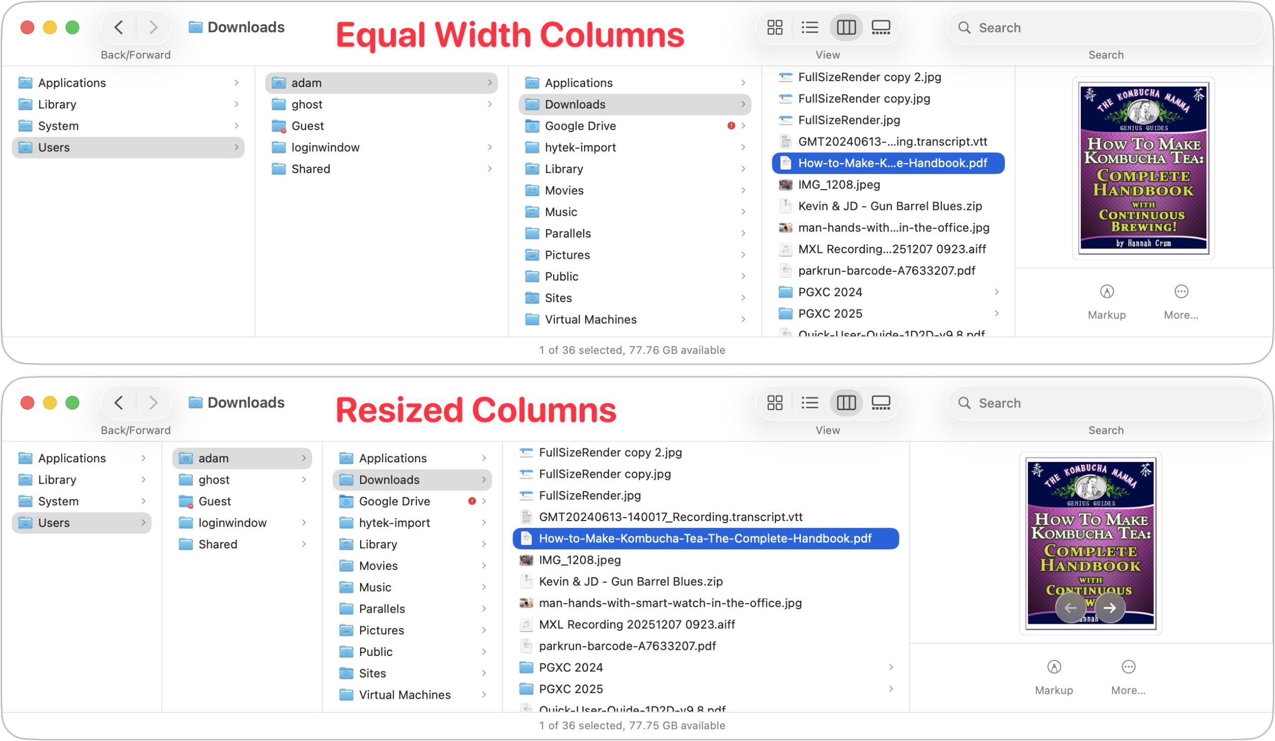 Make Finder Window Columns Resize to Fit Filenames