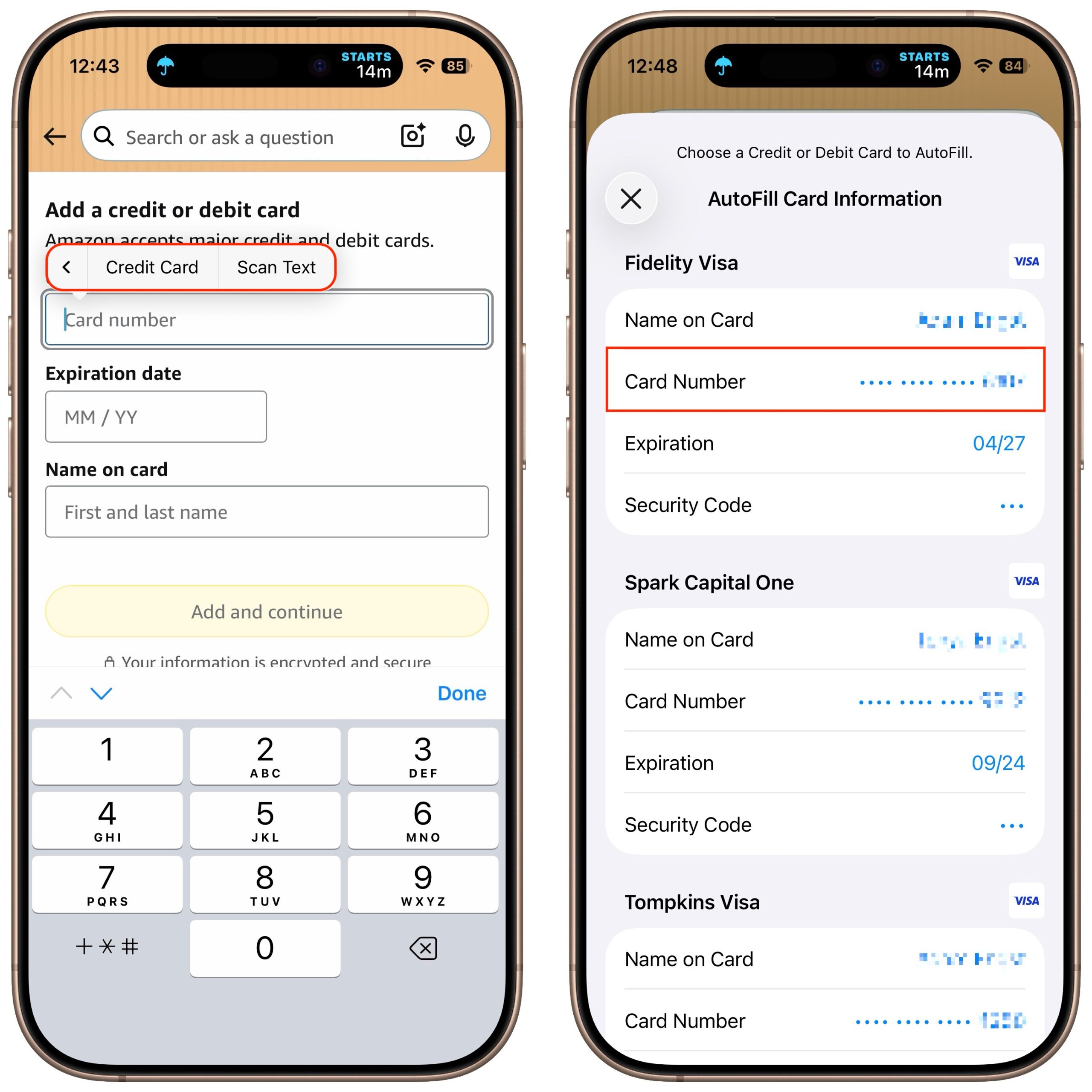 iOS 26 Can AutoFill Credit Card Details